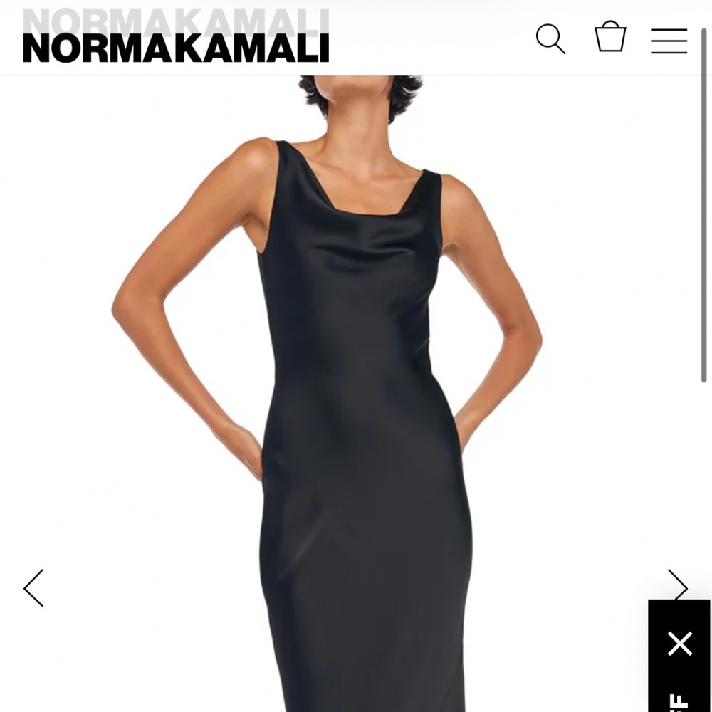 Norma Kamali Maria Gown  (black, satin, cowl neck)